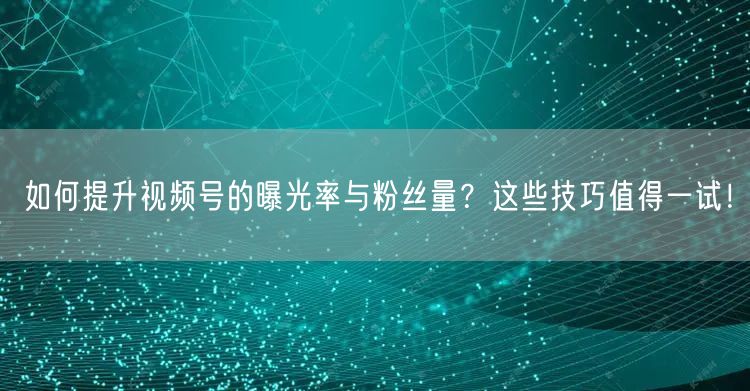 如何提升视频号的曝光率与粉丝量？这些技巧值得一试！