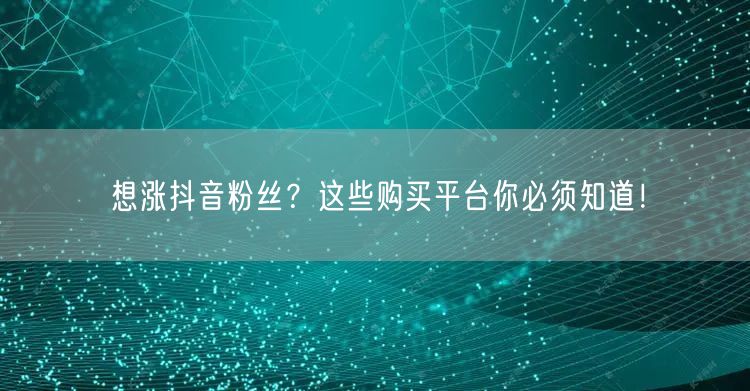 想涨抖音粉丝？这些购买平台你必须知道！