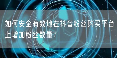 如何安全有效地在抖音粉丝购买平台上增加粉丝数量？